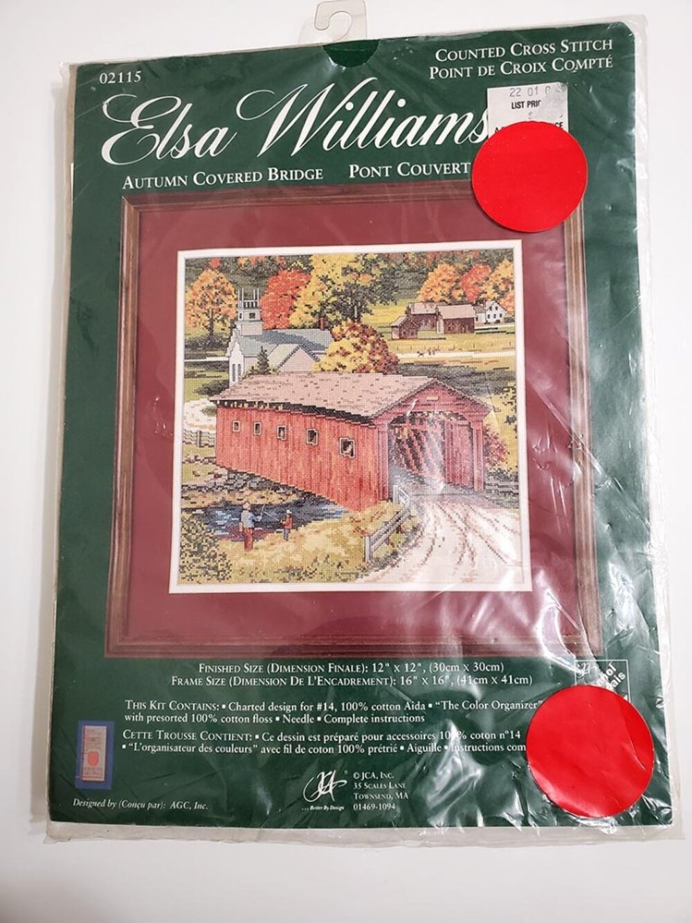 Elsa Williams Autumn Covered Bridge Cross Stitch Kit 02115 Village Landscape